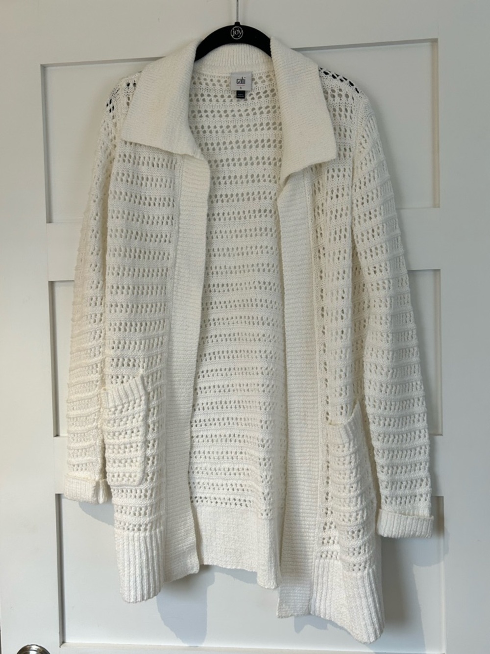 Cabi Open Knit Cream Cardigan Sweater